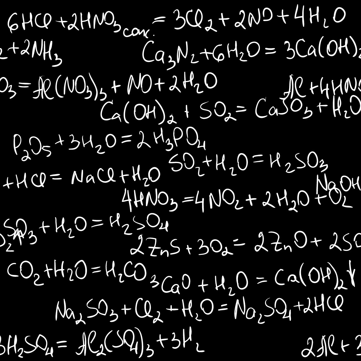 chemical equations on a blackboard